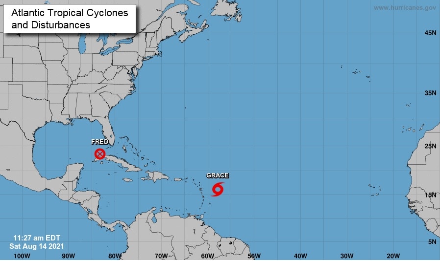 Depresión Fred se deteriora, tormenta tropical Grace avanza por el Caribe 1