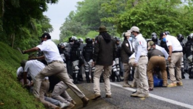 Caravana intervenida por la Guardia Nacional Mexicana