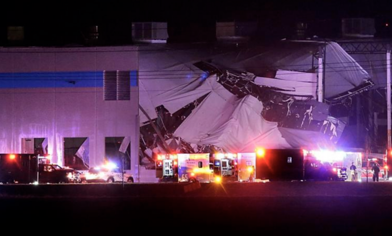 Deficiencias estructurales apuntan a colapso de almacén de Amazon en donde murieron seis personas en Edwardsville, Illinois 1