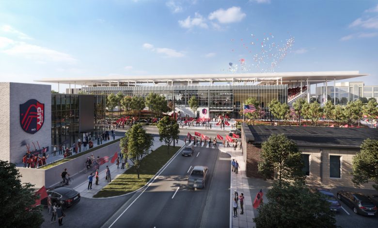 Imagen digital del Nuevo Estadio de Fútbol del St. Louis CITY SC.
