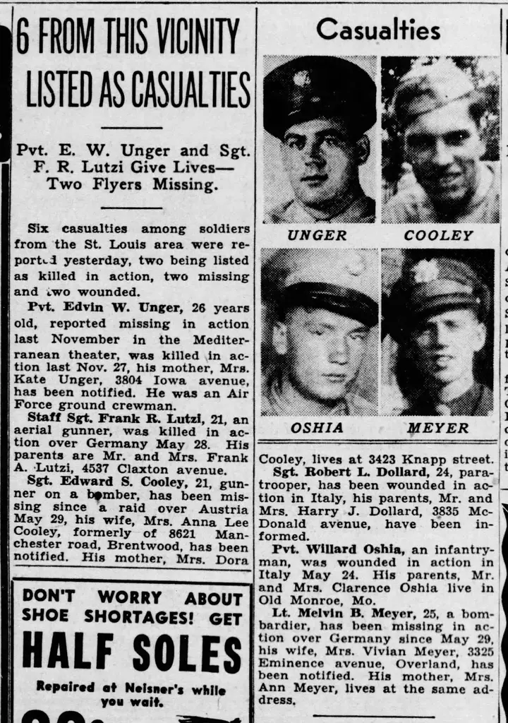Melvin B. Meyer • Aviador de la Segunda Guerra Mundial es repatriado a St. Louis después de 79 años 2