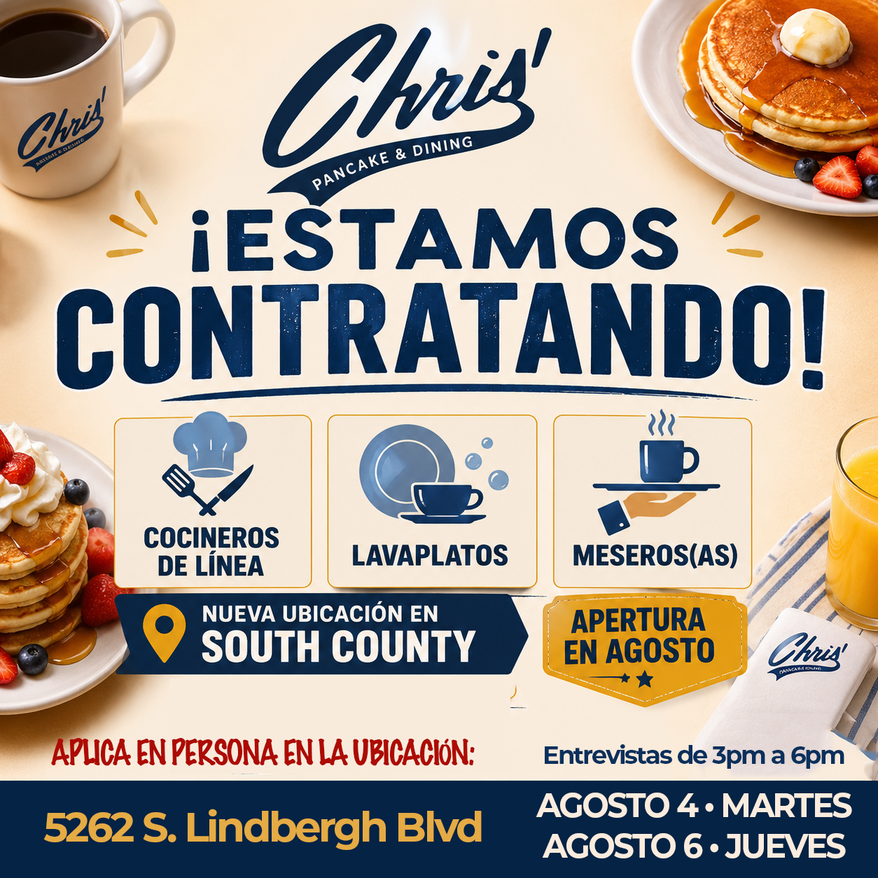 Oferta de Trabajo Chris' Pancake